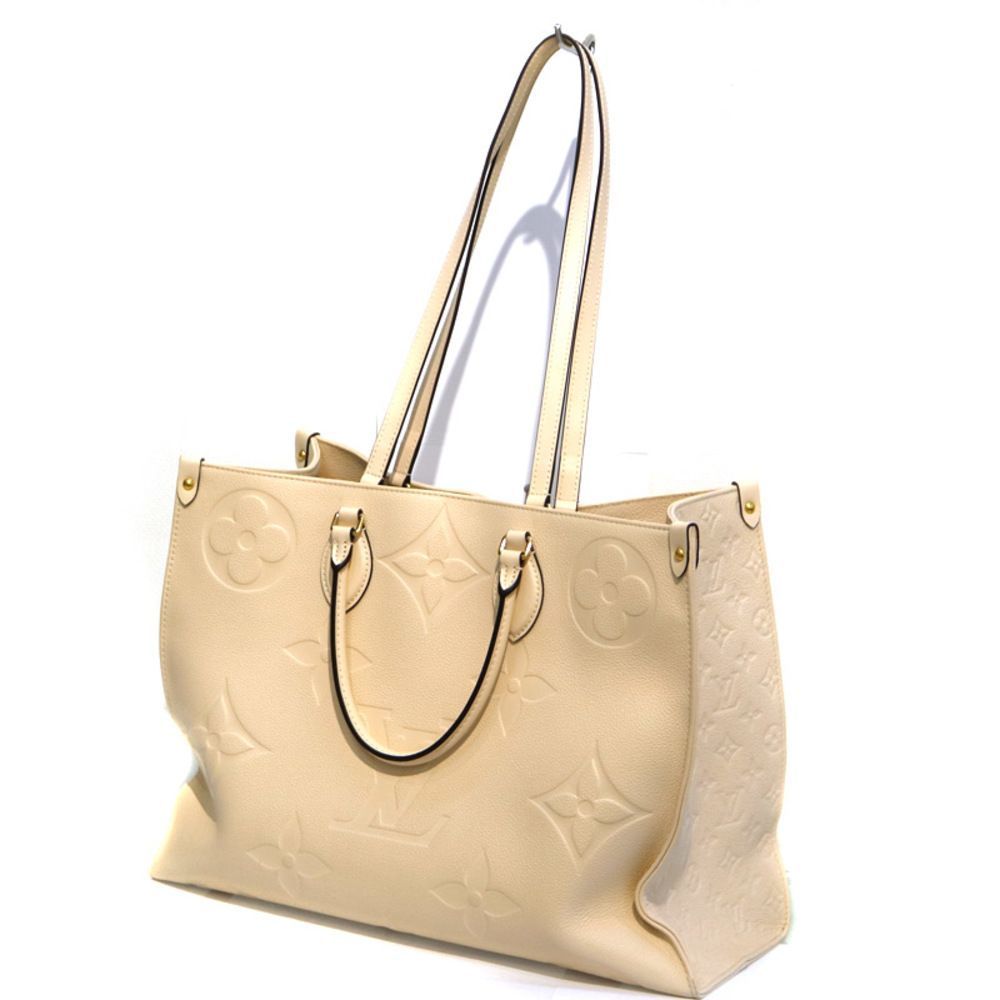 Louis Vuitton On The Go Monogram Implant Beige Cream GM Shoulder Bag
